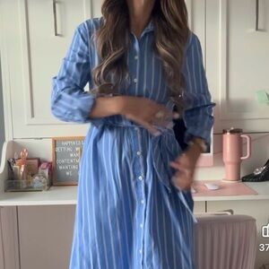Blue Striped Shirt Dress